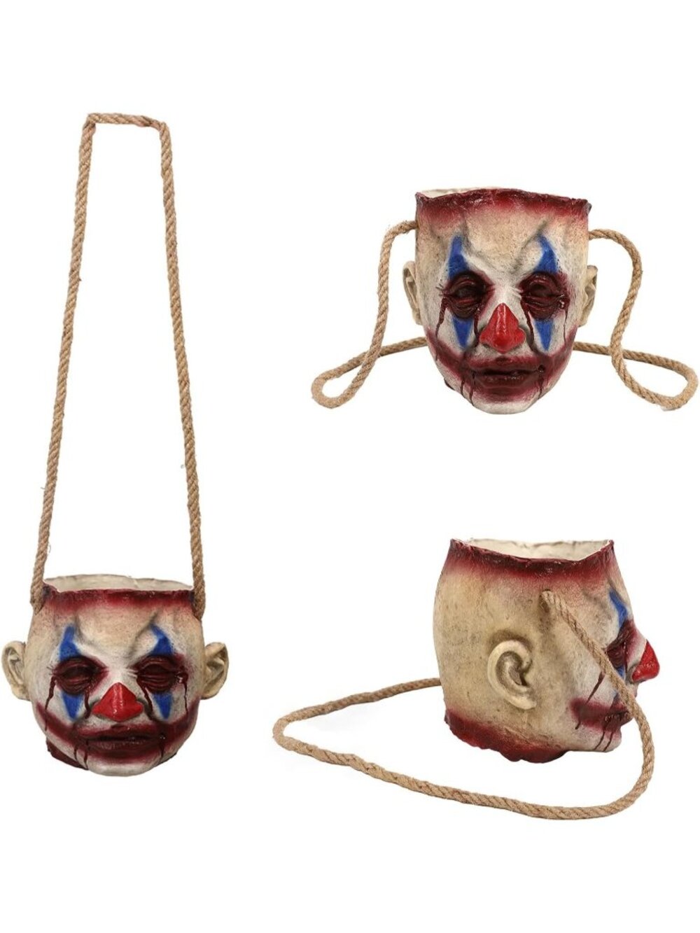 〽️Unisex Halloween Candy Bucket Clown Zombie Horror Severed Latex Head Prop Bags
